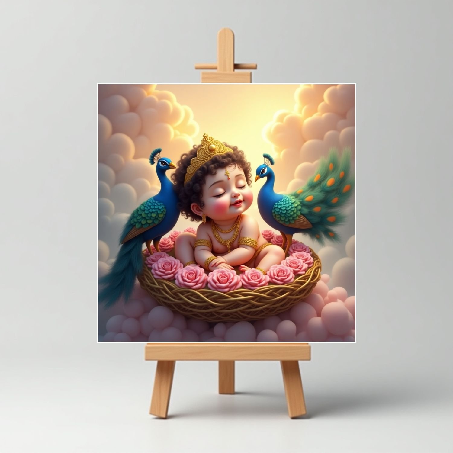 Sleeping Baby Cute Krishna Mini Canvas Painting