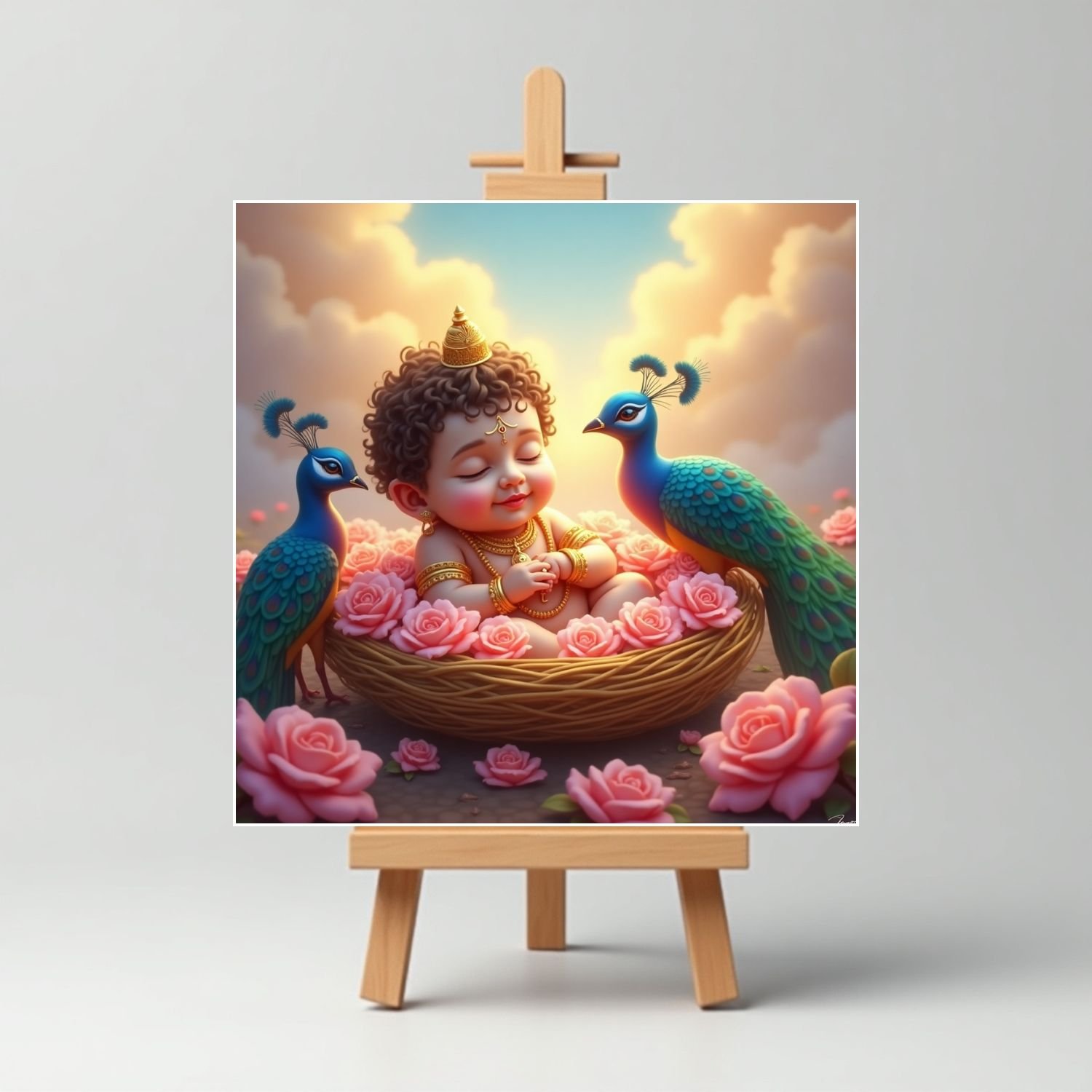 Sleeping Baby Cute Krishna Mini Canvas Painting