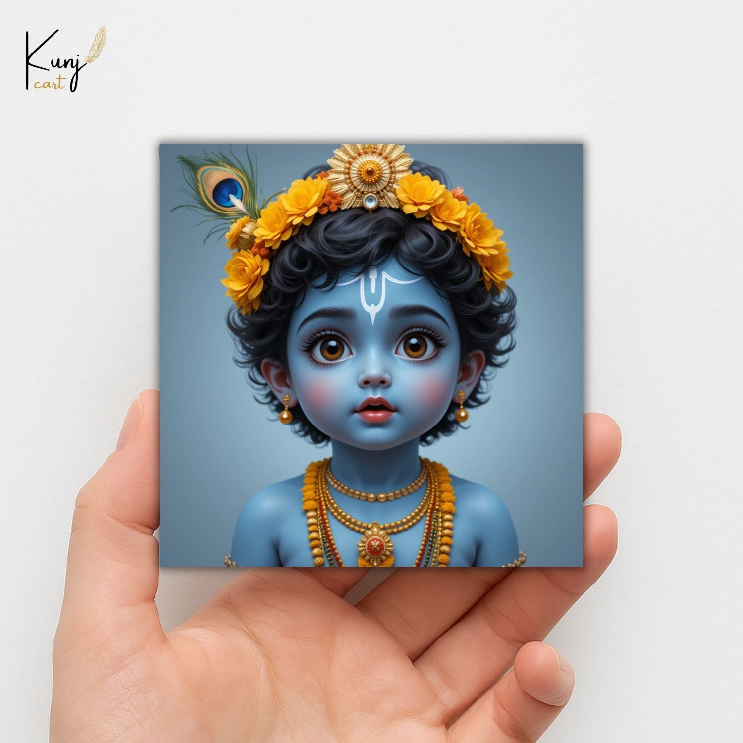 Baby Krishna Portrait Mini Canvas Painting Set with Easel 6