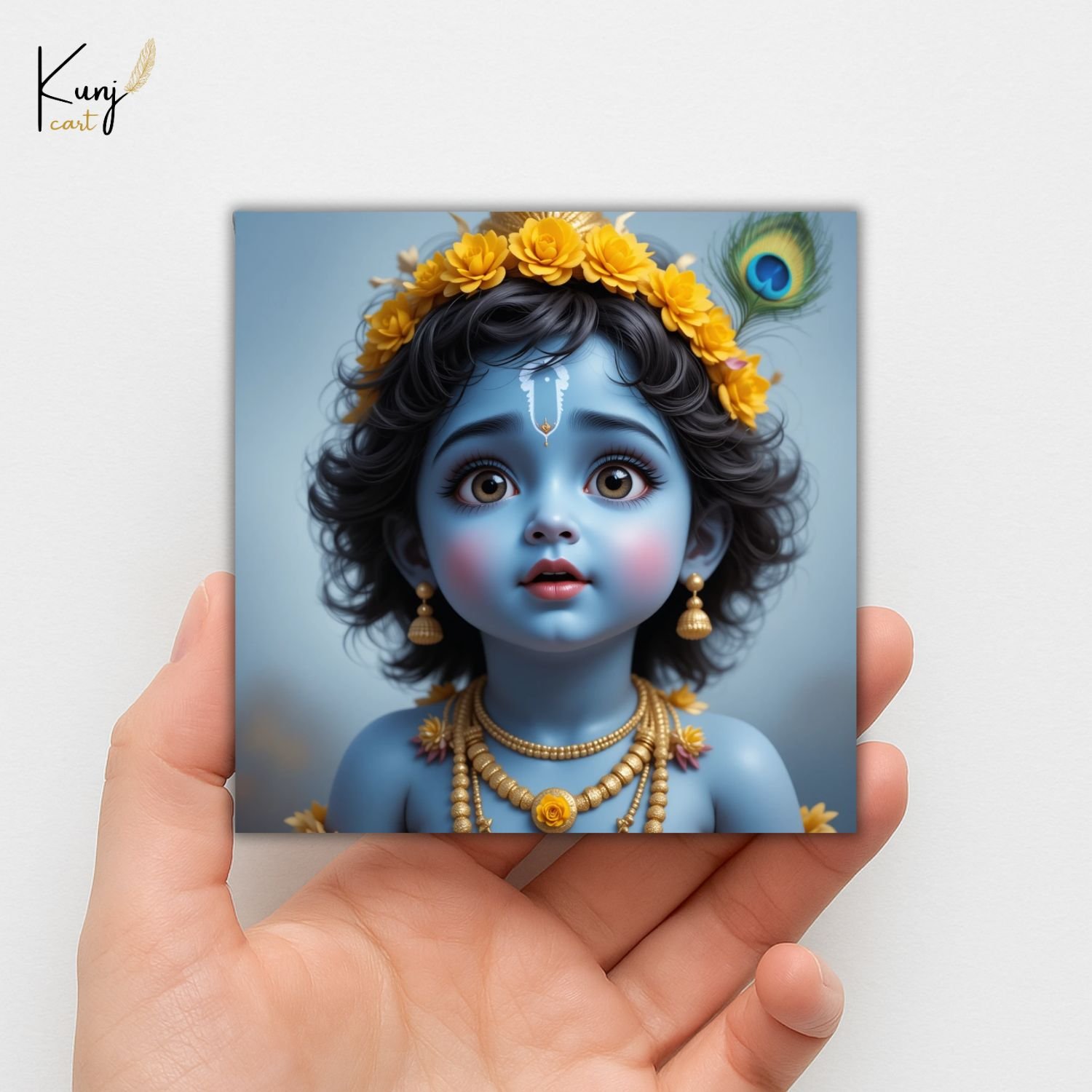 Baby Krishna Portrait Mini Canvas Painting Set with Easel 6
