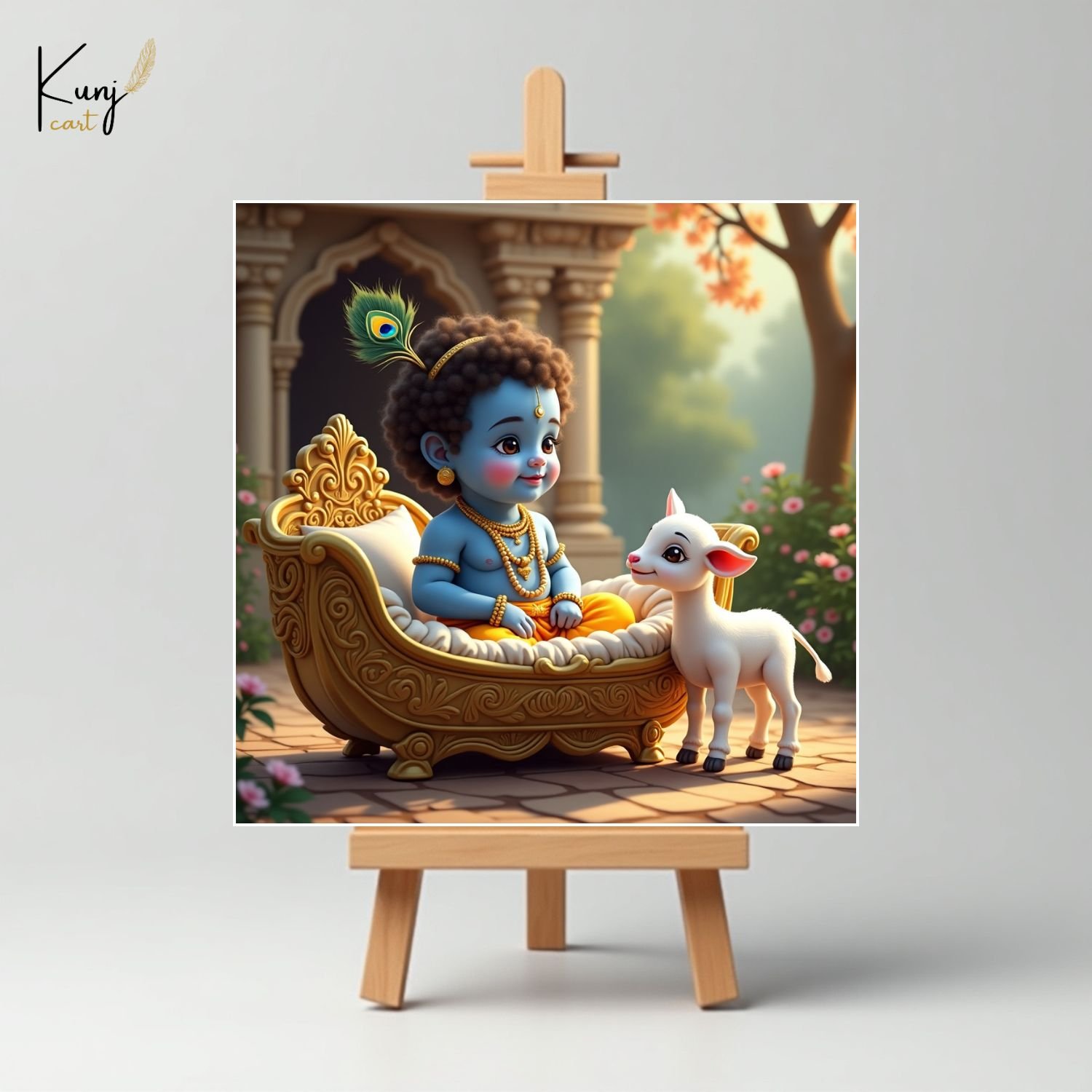Baby Krishna with Calf Mini Canvas Painting6