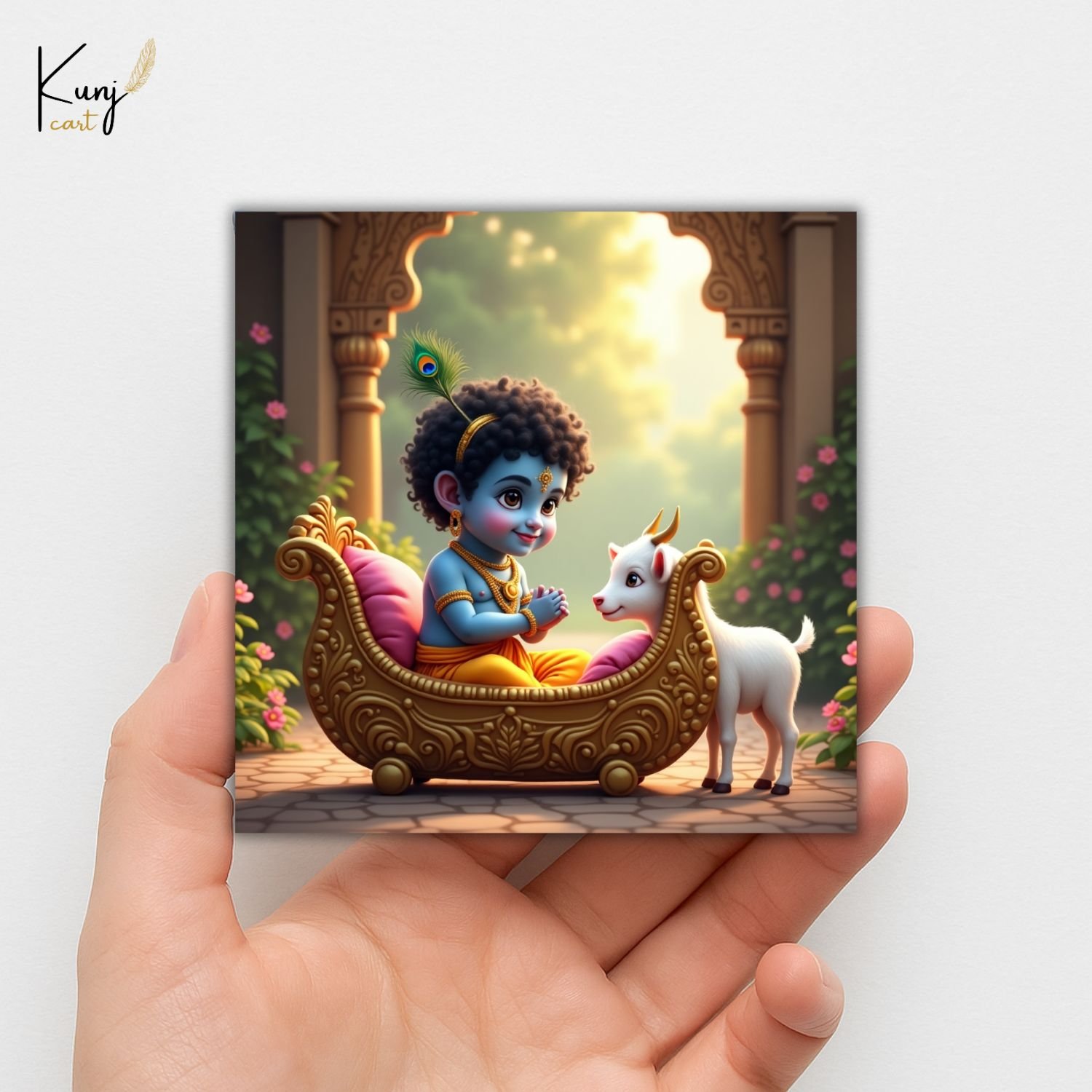 Baby Krishna with Calf Mini Canvas Painting6