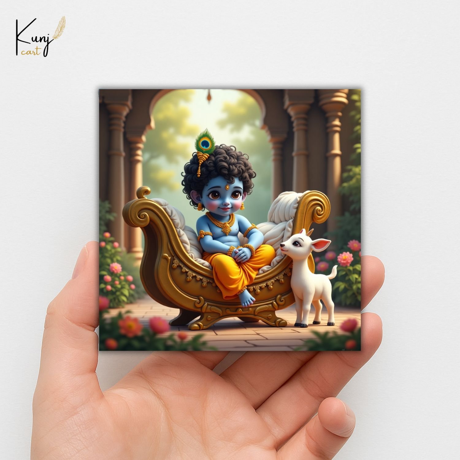 Baby Krishna with Calf Mini Canvas Painting6