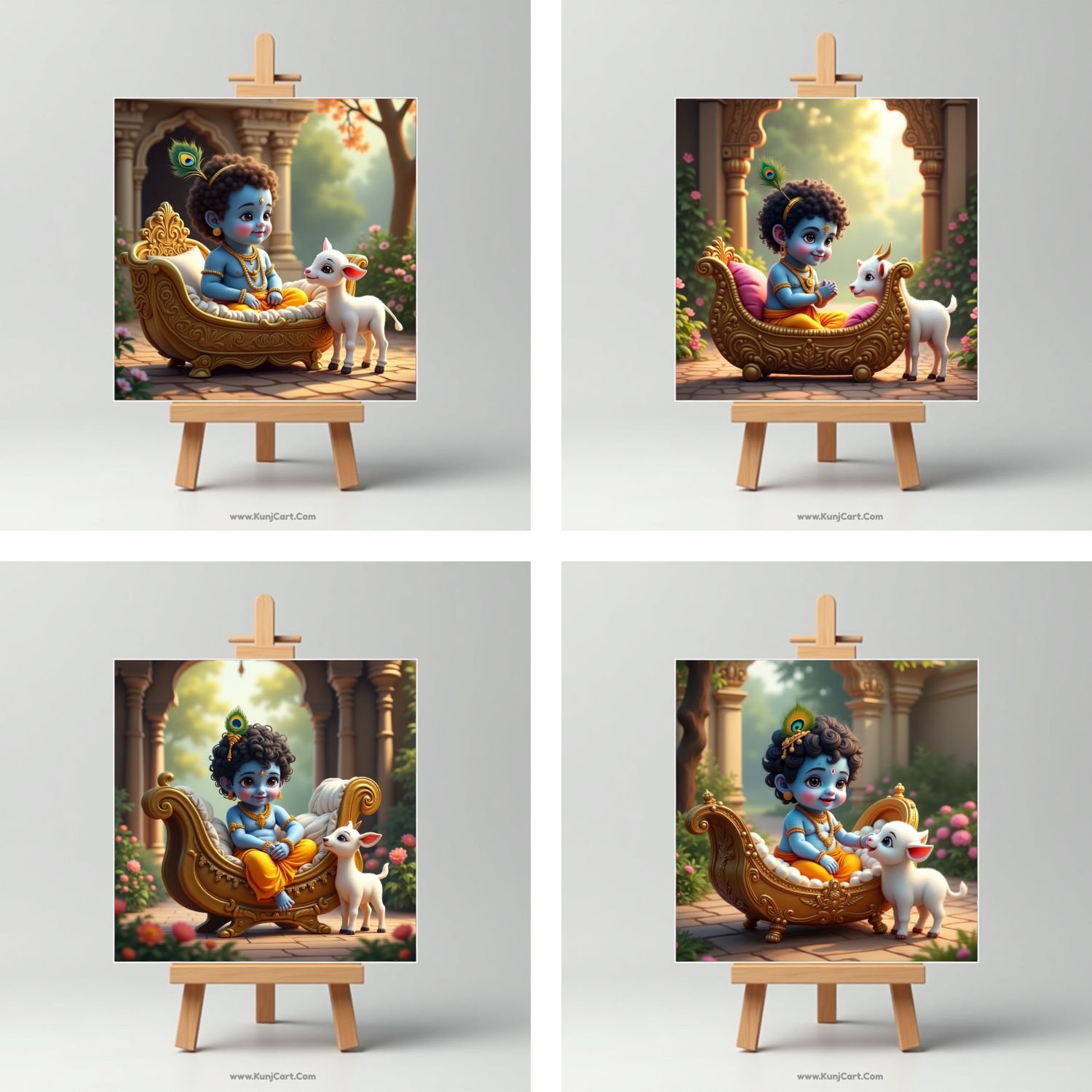 Baby Krishna with Calf Mini Canvas Painting6