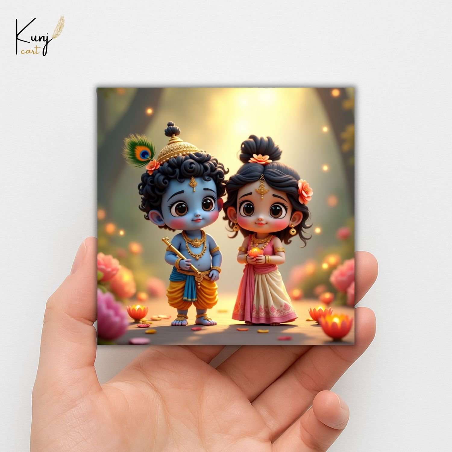Krishna Radha Love Theme Mini Canvas Painting Set 6