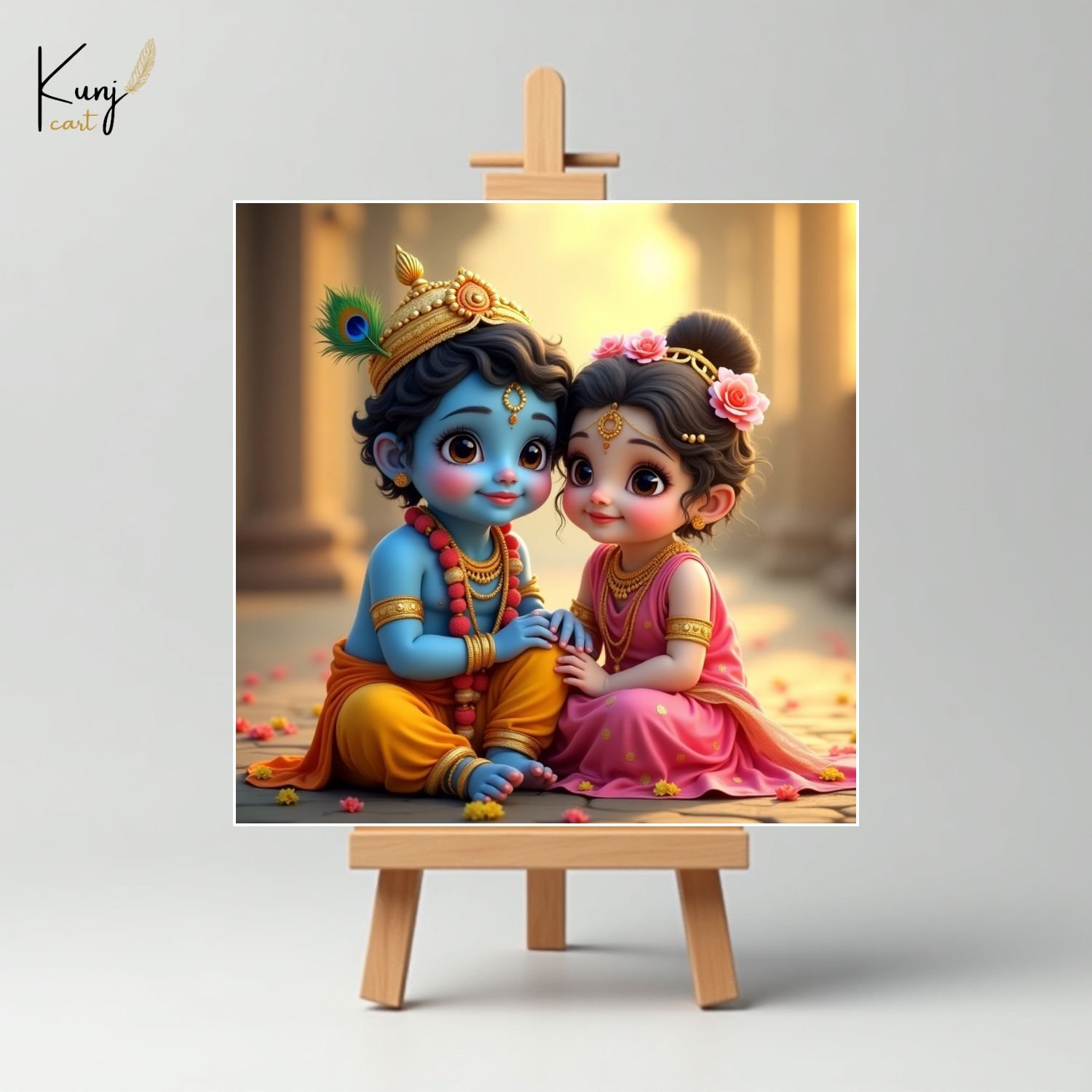 Little Krishna & Radha Love Mini Canvas Painting 7