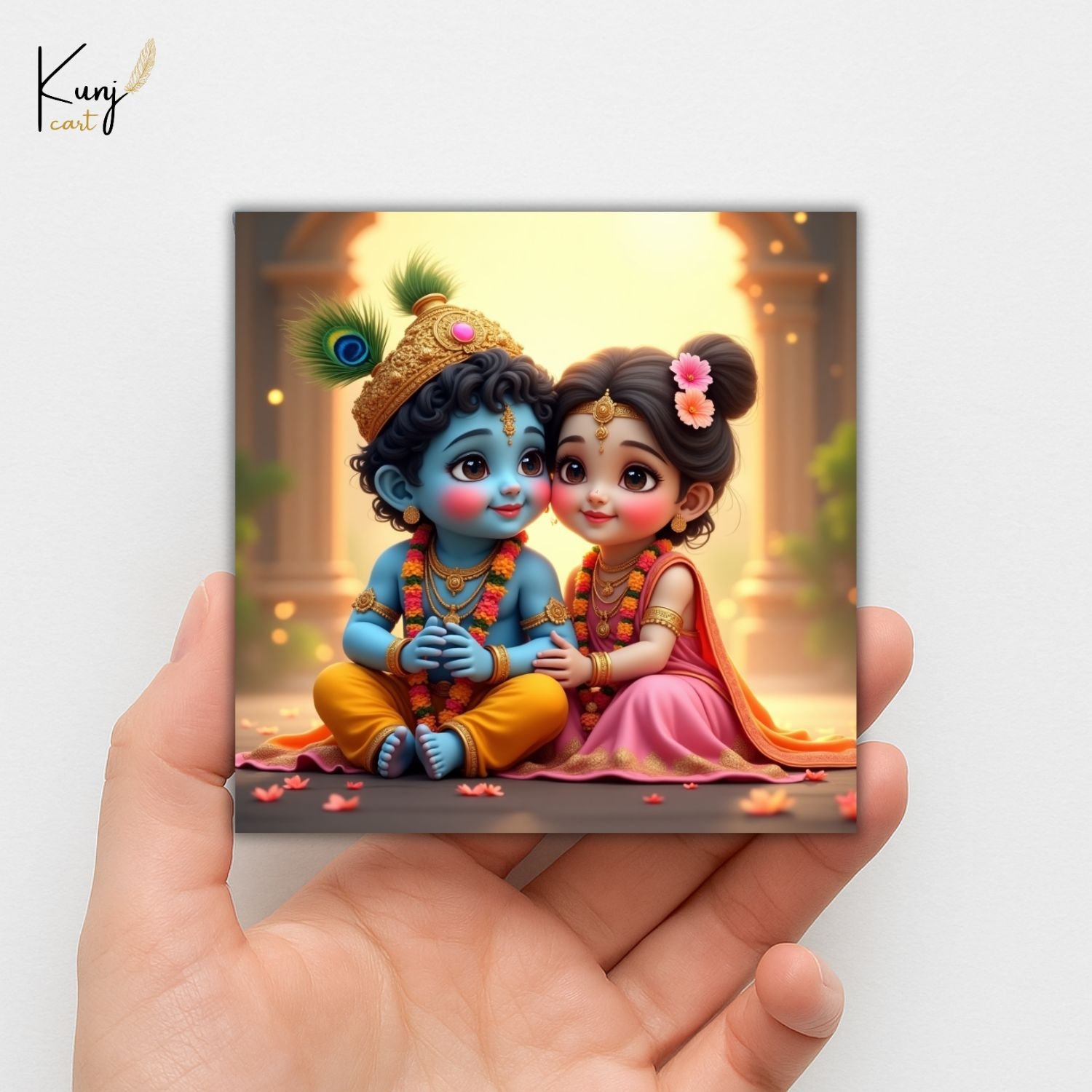 Little Krishna & Radha Love Mini Canvas Painting 7