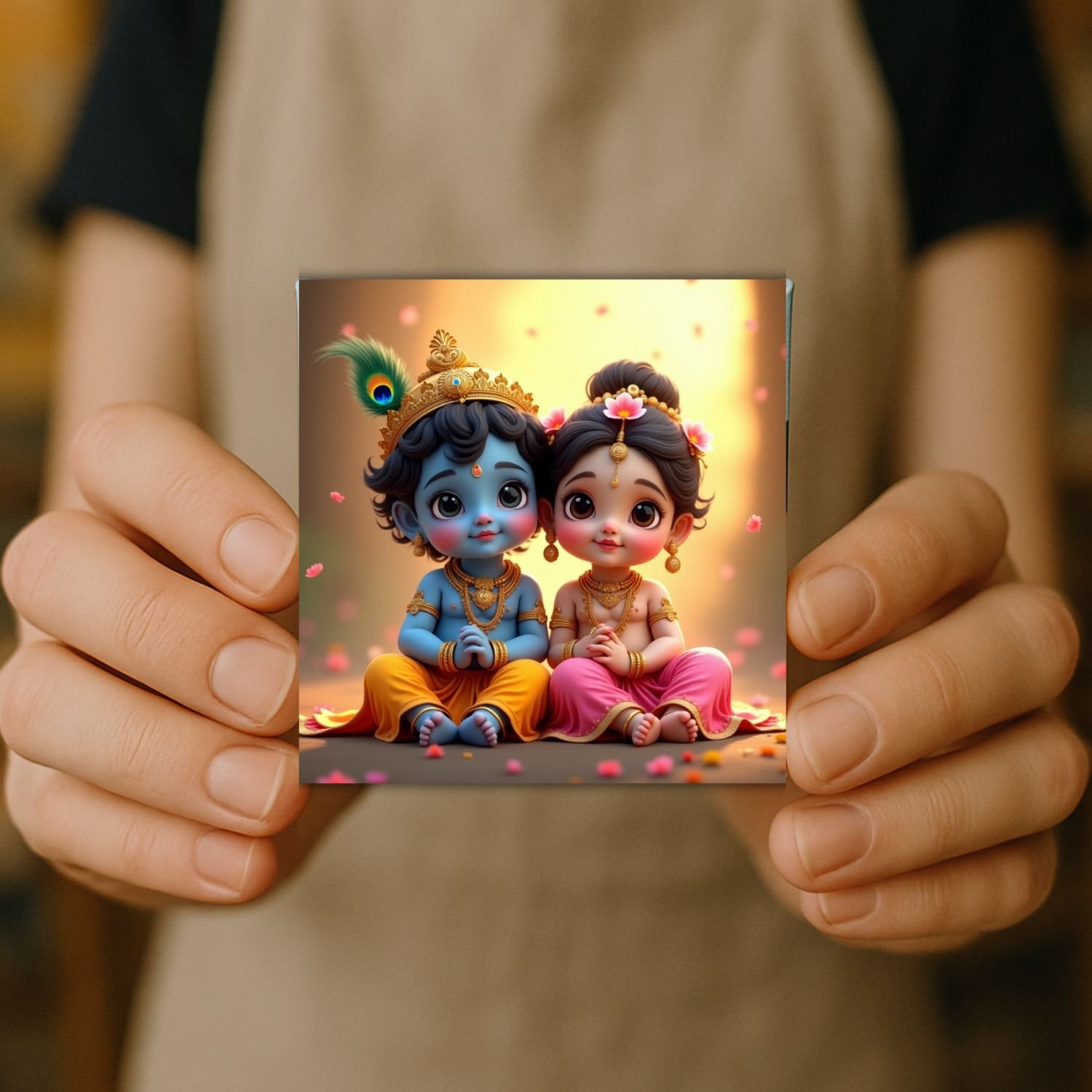 Little Krishna & Radha Love Mini Canvas Painting 7