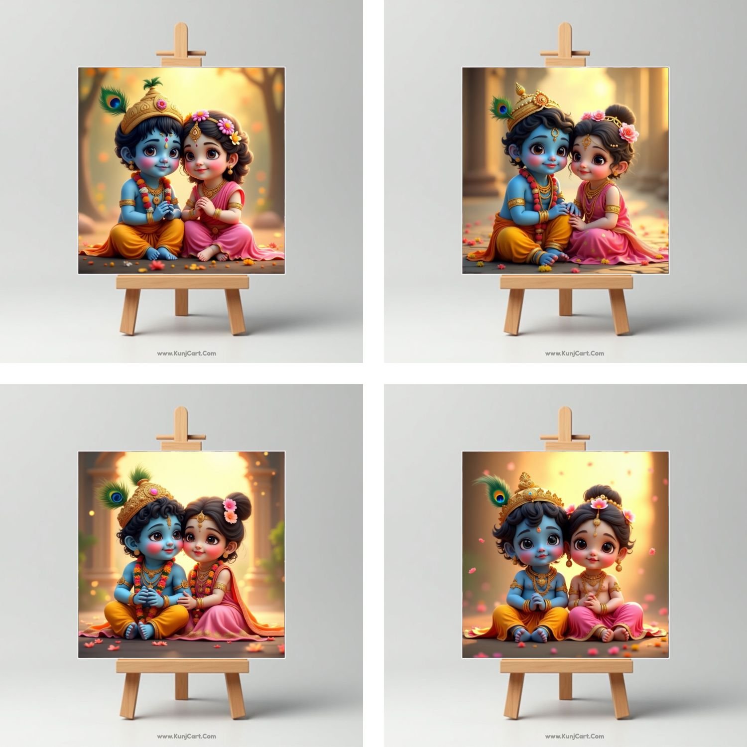 Little Krishna & Radha Love Mini Canvas Painting 7