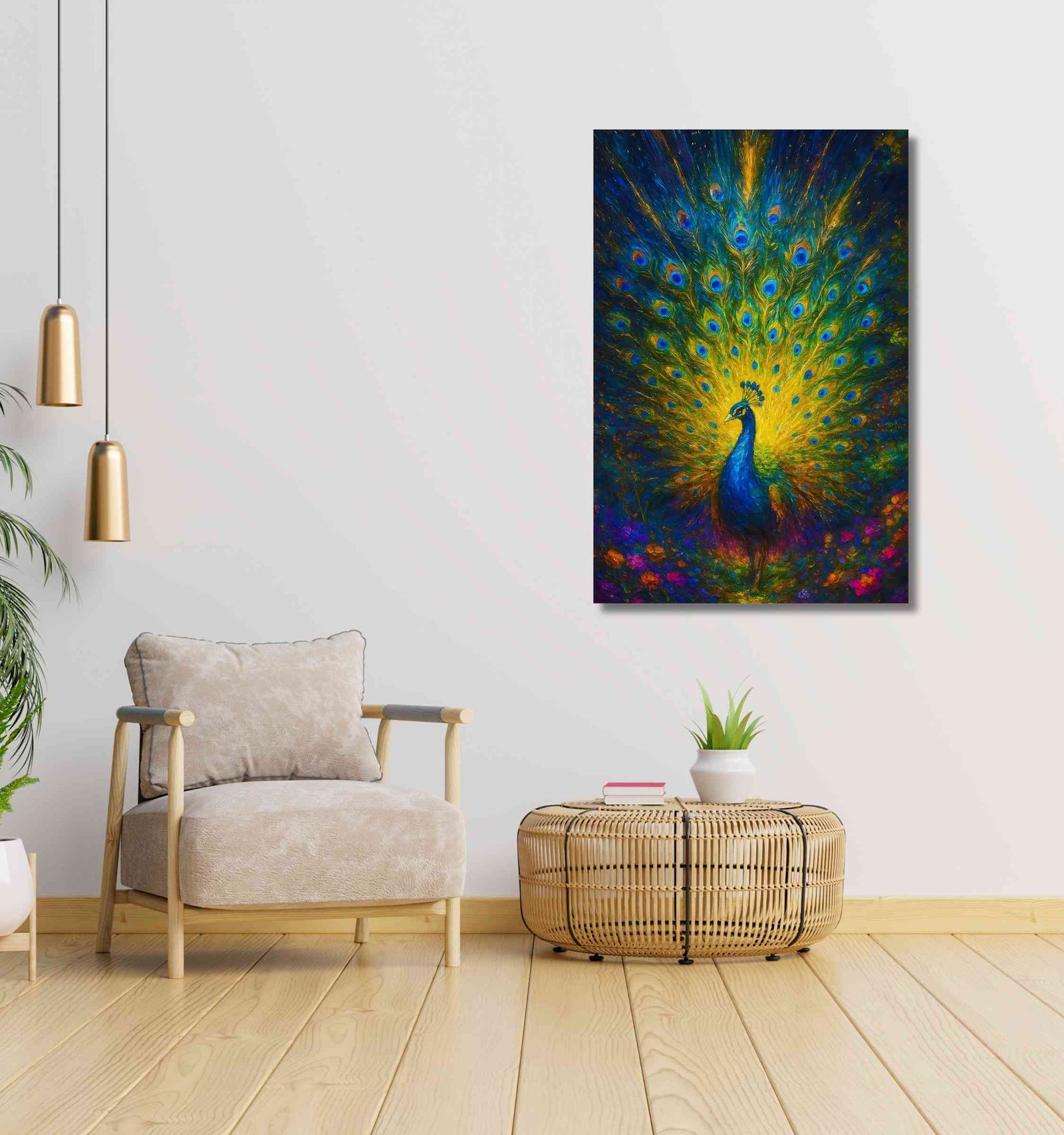 CANVAS Peacock Painting For Wall Vastu1