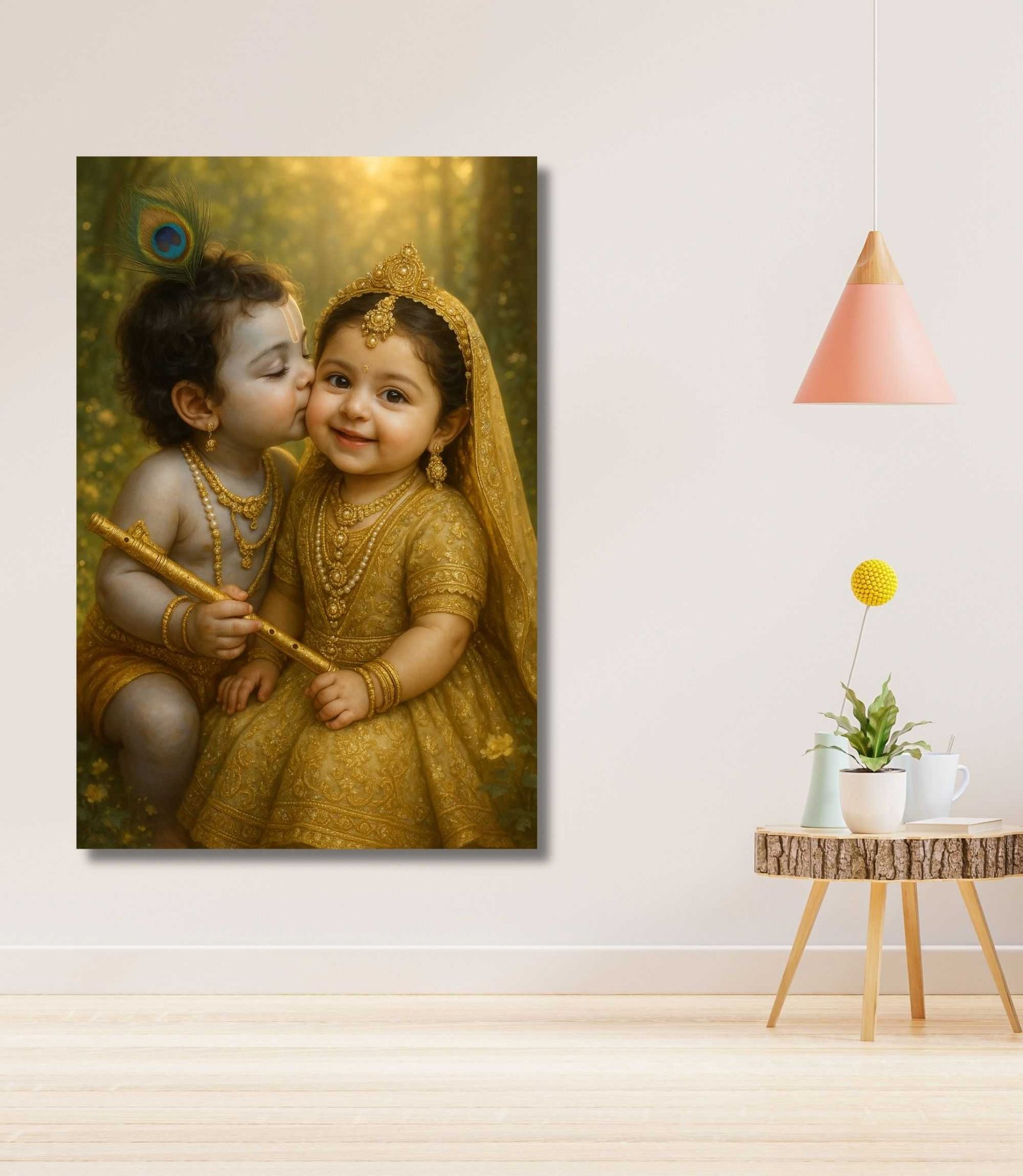 Little cute radha krishna wall painting1