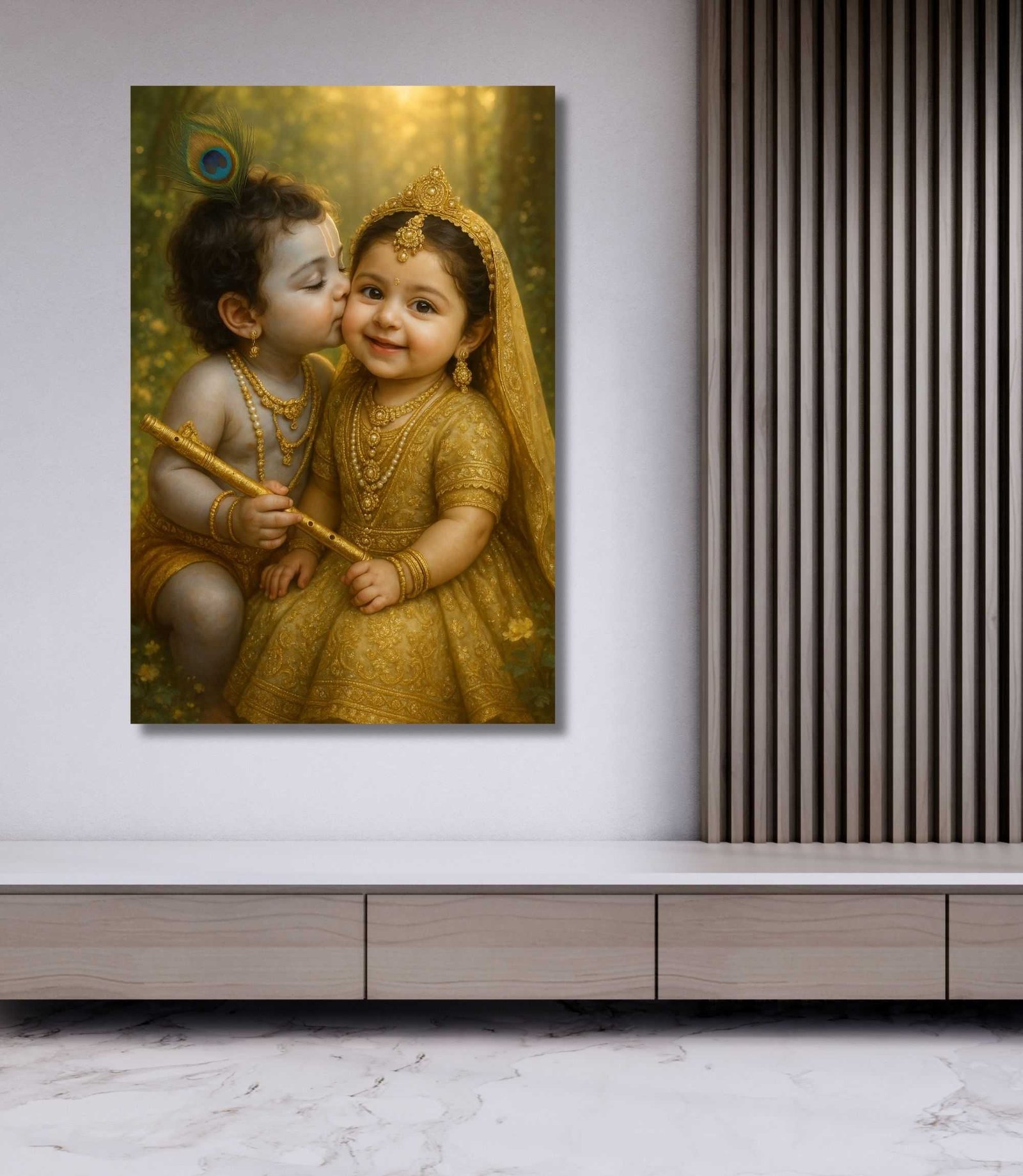 Little cute radha krishna wall painting1