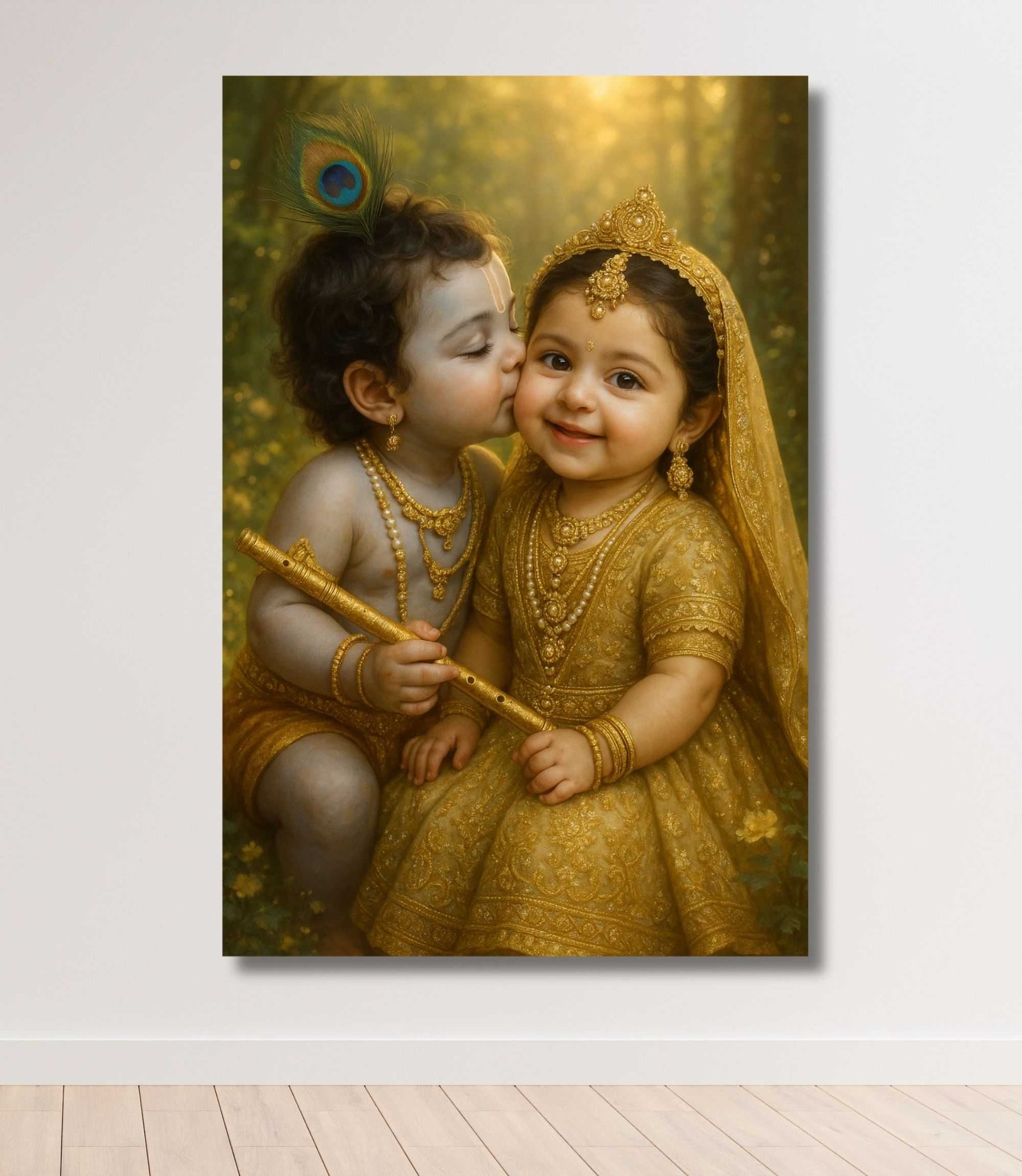 Little cute radha krishna wall painting1