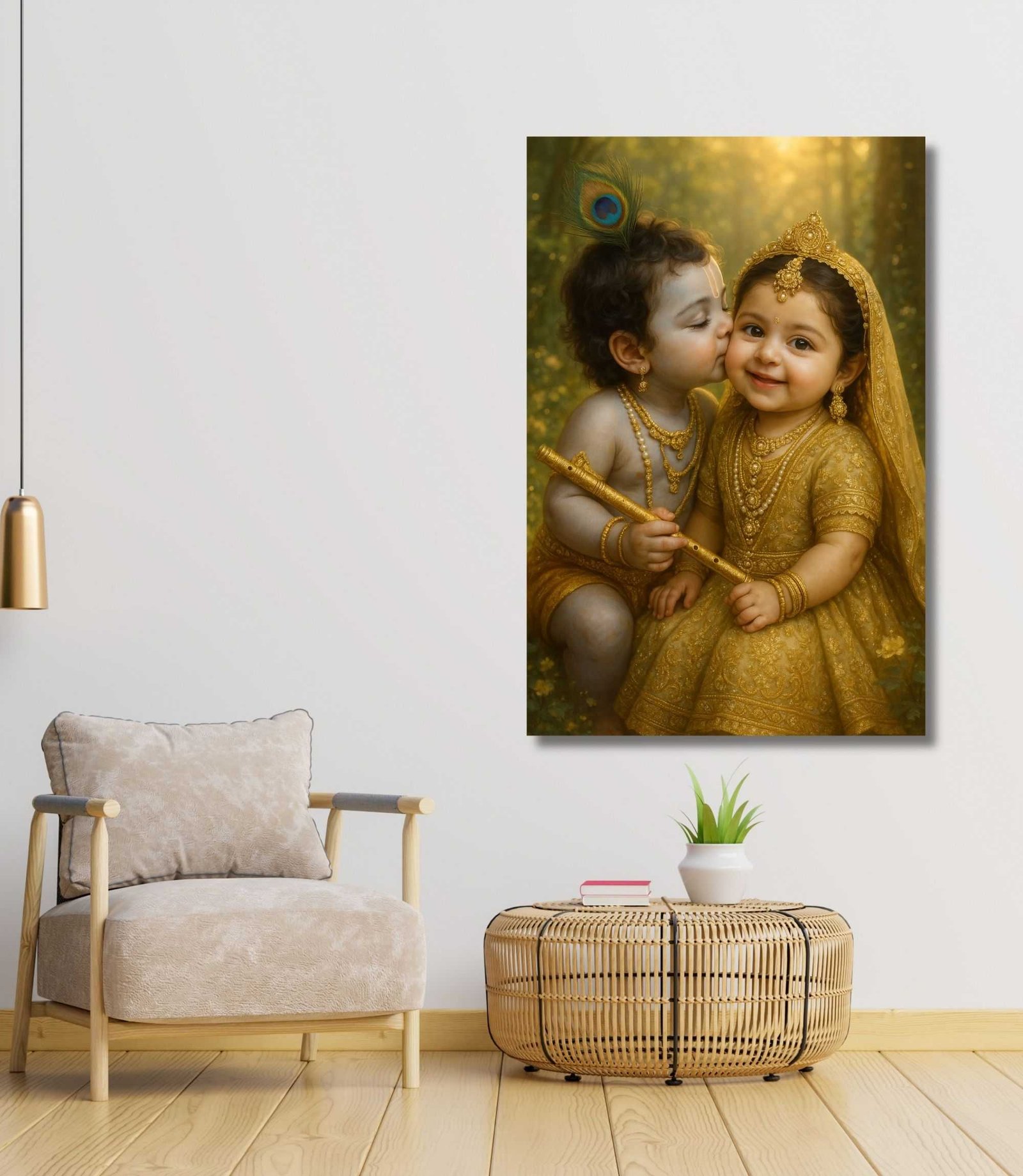 Little cute radha krishna wall painting1