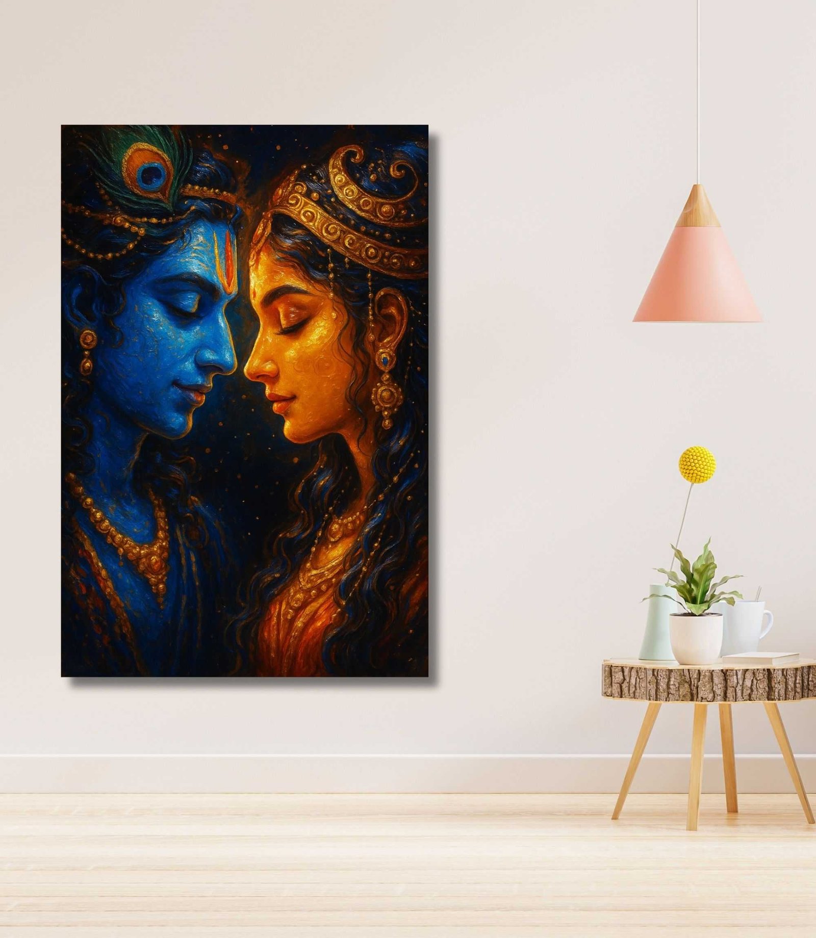 Radha Krishna canvas painting by Kunjcart1