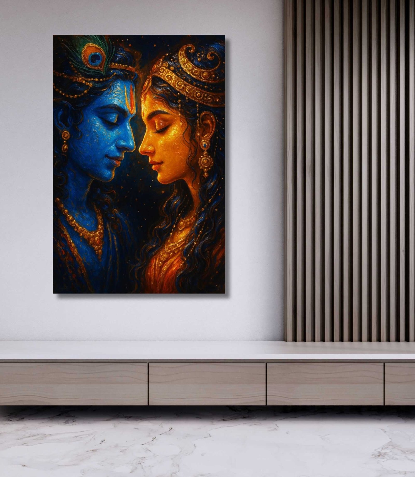 Radha Krishna canvas painting by Kunjcart1