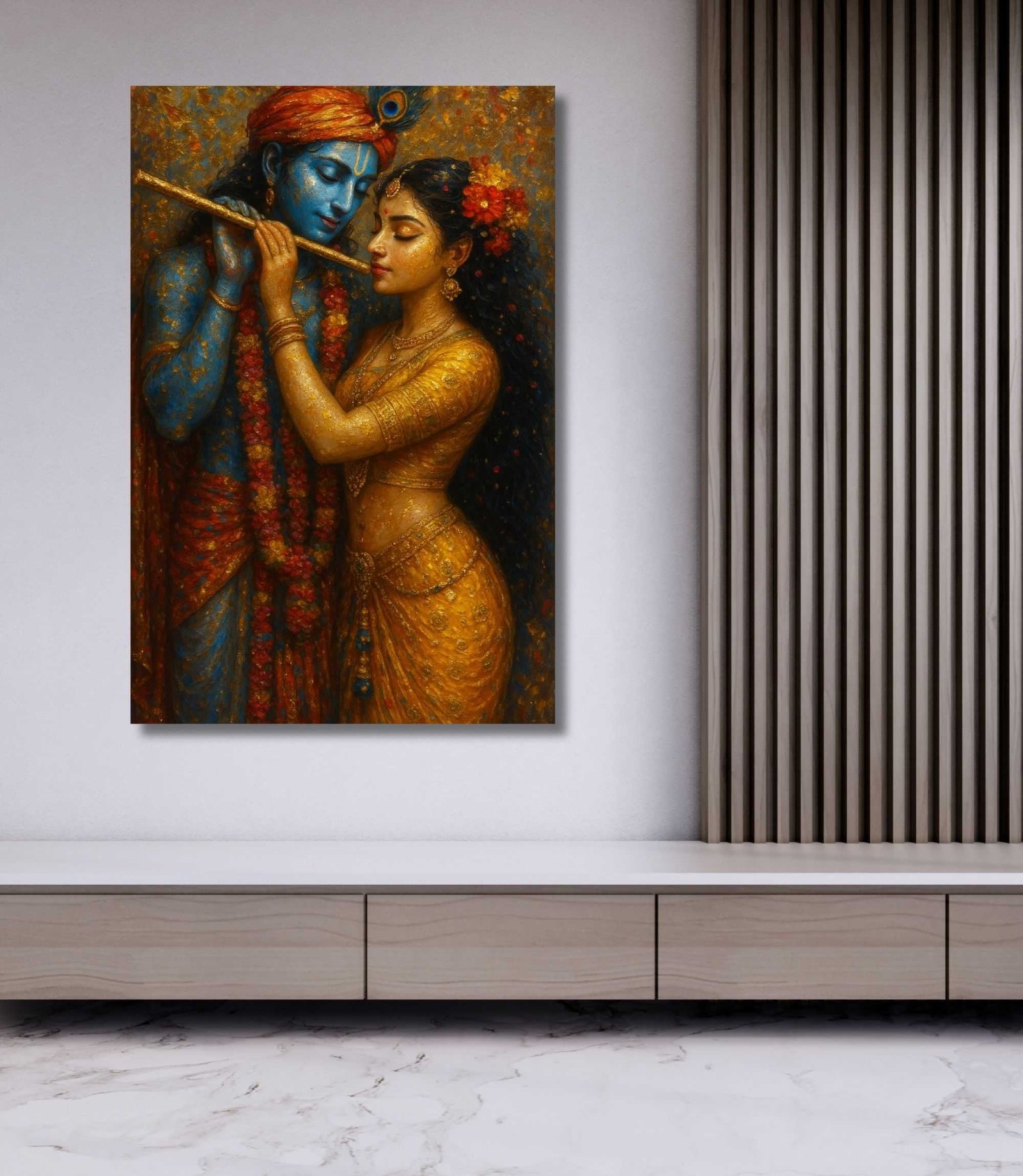 romantic Radha Krishna canvas wall art by Kunjcart2